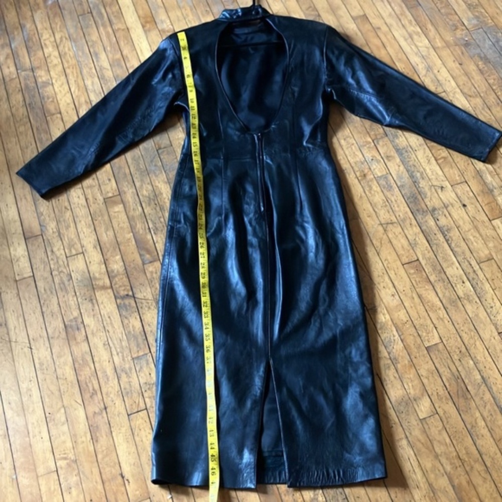 Vintage Ruth Wagner Leather Maxi Dress size 8 with Back cutout